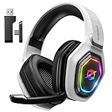 Ozeino OW810 Gaming Headset, Type-C & USB Schnittstelle 2.4GHz Wireless Headset mit, Bluetooth Headset, Headset Mit Mikrofon Geräuschunterdrückung, für PC/PS4/PS5/Mac, 20H+ Akkulaufzeit - Weiß