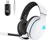 Gvyugke 2,4 GHz Wireless Gaming Headset für PC, PS4, PS5, Mac, Switch, Bluetooth Kabelloses Kopfhörer mit abnehmbarem Mikrofon mit Geräuschunterdrückung, 3,5 mm Kabelmodus für die Xbox-Serie